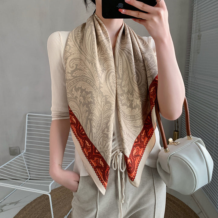 New 90cm Twill Silk Large Square Women's Shawl-Scarves & Wraps-Zishirts