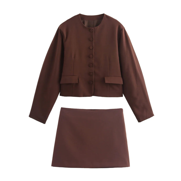 Women's Suits Coat Mini Skirt Suit-Suits & Sets-Zishirts