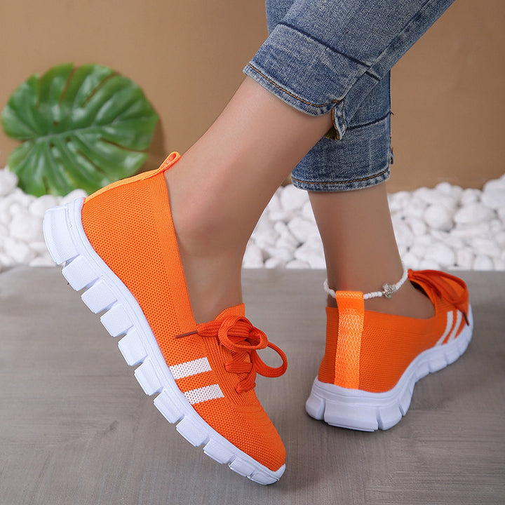 Casual Lace-up Mesh Shoes Preppy Flats Walking Running Sports Shoes Sneakers For Women-Womens Footwear-Zishirts