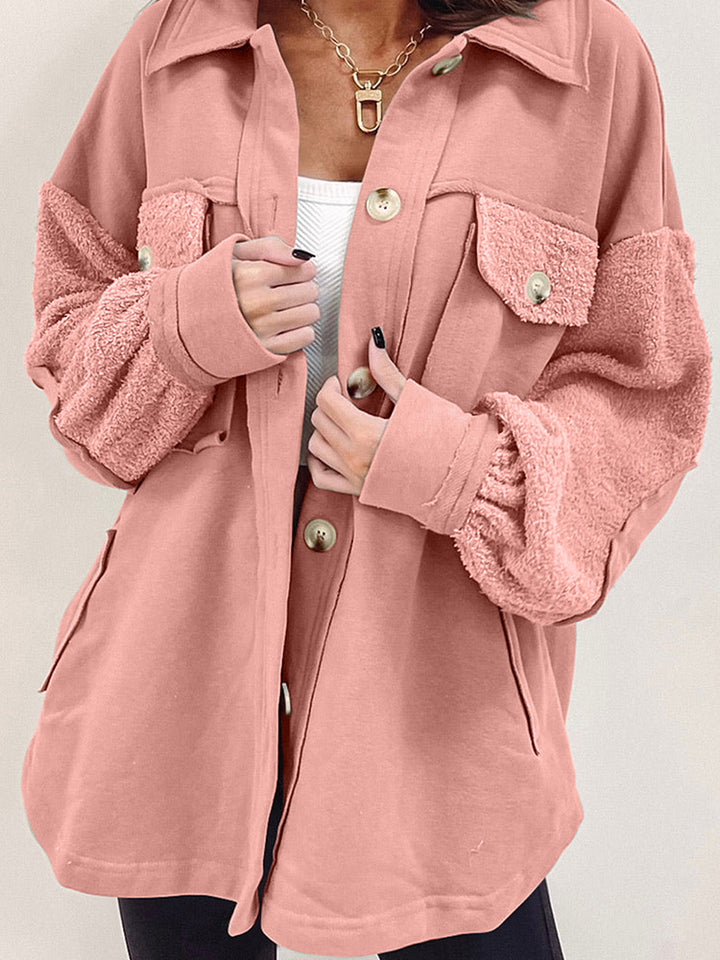 Autumn And Winter Plush Splicing Loose Jacket-Women's Outerwear 2023-Zishirts