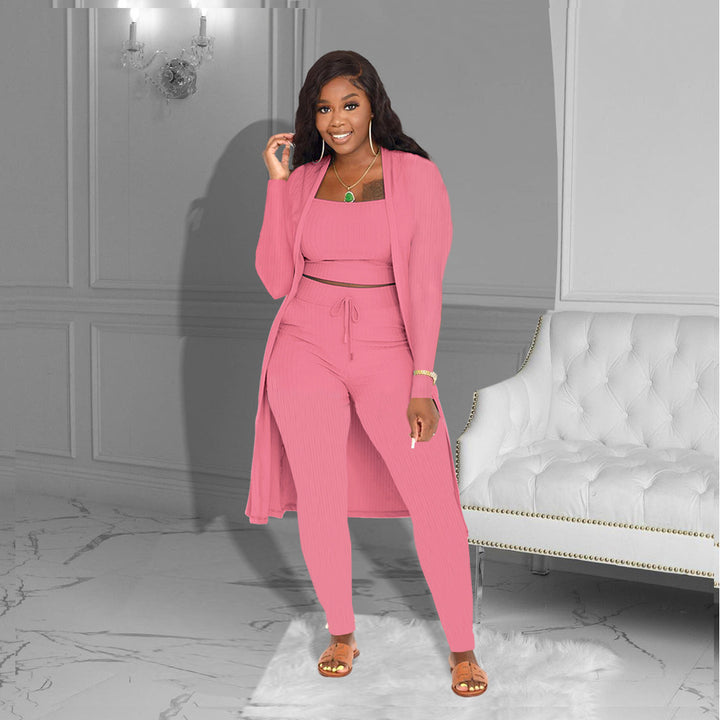 Women's Fashion Solid Color Three-piece Suit-Suits & Sets-Zishirts