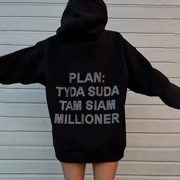 Long Sleeve Hooded Letter-print Sweater-Suits & Sets-Zishirts