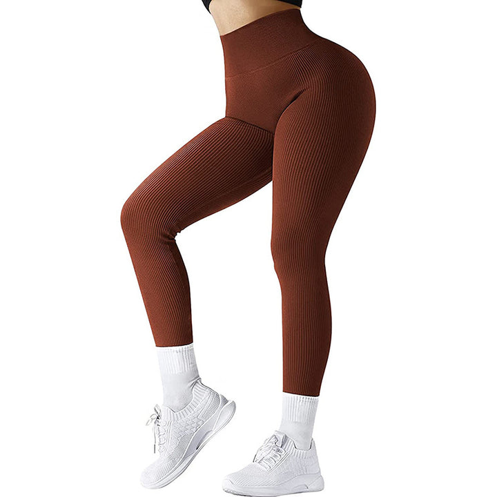 High Waist Seamless Leggings Threaded Knitted Fitness Pants Solid Women's Slimming Sports Yoga Pants Elastic Running Sport Leggings-Women's Outerwear 2023-Zishirts