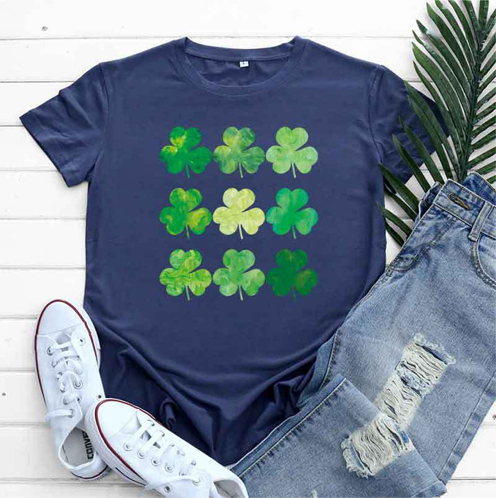 St Patrick's Day Cotton Women's Short Sleeve-Blouses & Shirts-Zishirts