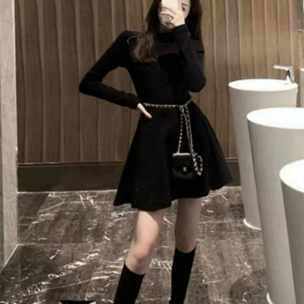 Autumn And Winter Half-high Collar Waist Trimming Short Coat Inner Wear Dress High-grade Bottoming Ladies-Women's Outerwear 2023-Zishirts