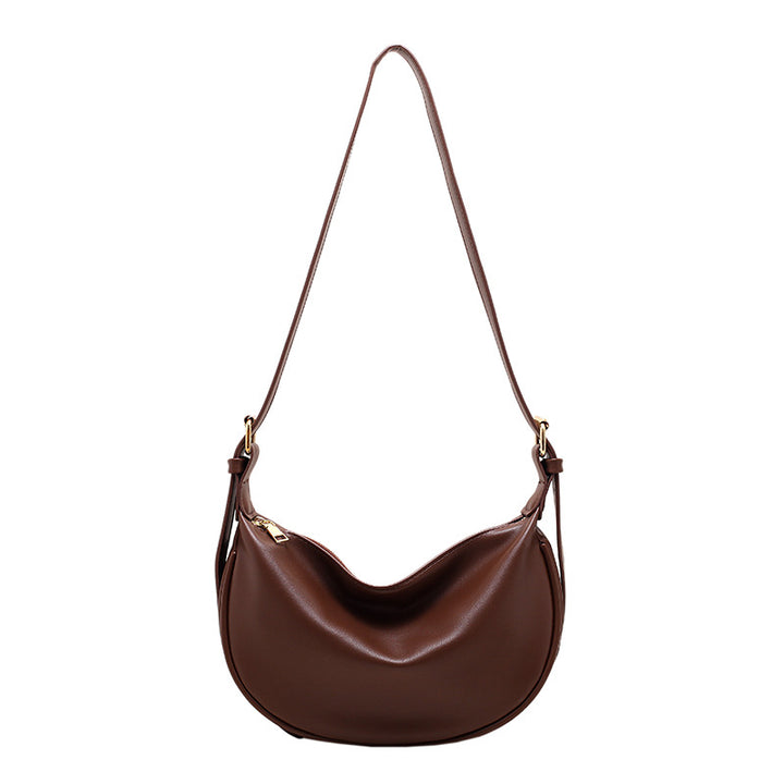 Moon Shape Underarm Bag Solid Color Small Shoulder Messenger Bag-Women's Bags-Zishirts