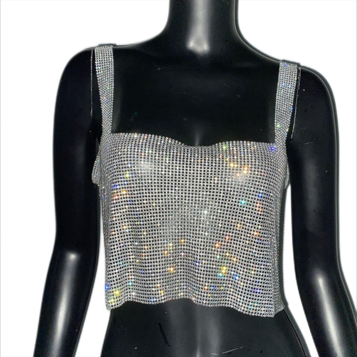 Women's Rhinestone Hot Girl Camisole Carnival Super Shiny Metal Rhinestone Top-Women's Outerwear 2023-Zishirts