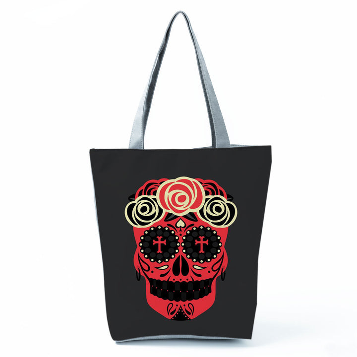 Portable Large Capacity Skull Printed Handbag-Women's Bags-Zishirts