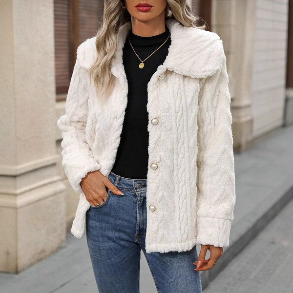 Double-sided Plush Large Lapel Casual Cardigan Coat Women-Sweaters-Zishirts