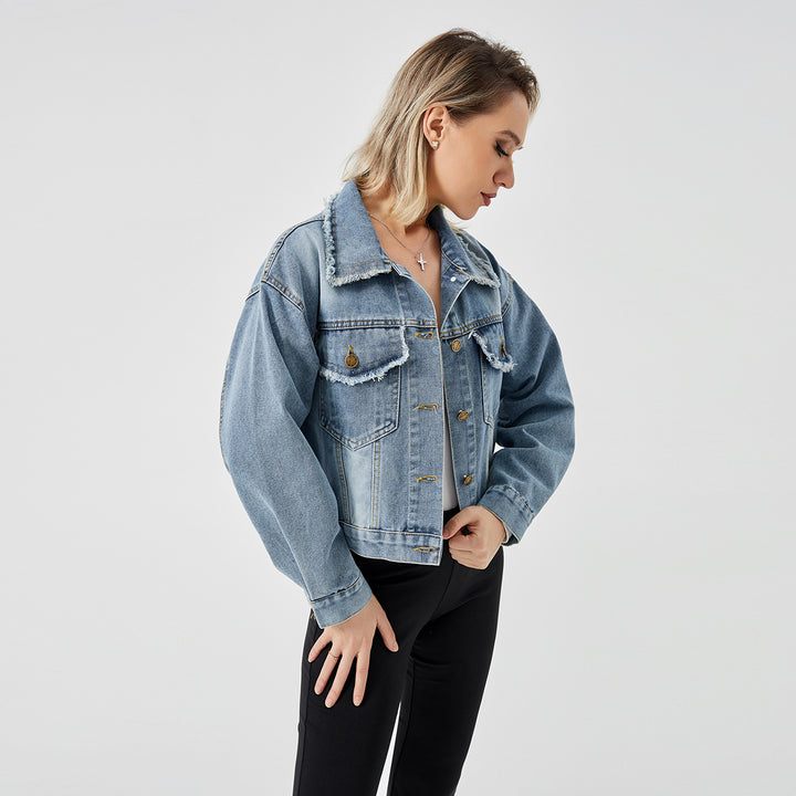 Women's Denim Long Sleeve Jacket Fashion Top-Jackets-Zishirts