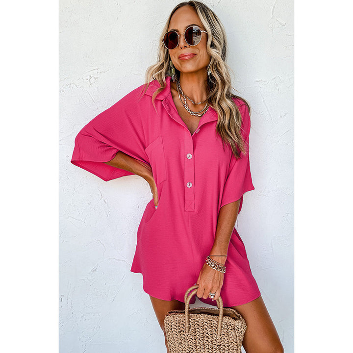 Solid Color Short-sleeved Jumpsuit Loose Casual Multi-pocket-Womens 2024 March-Zishirts