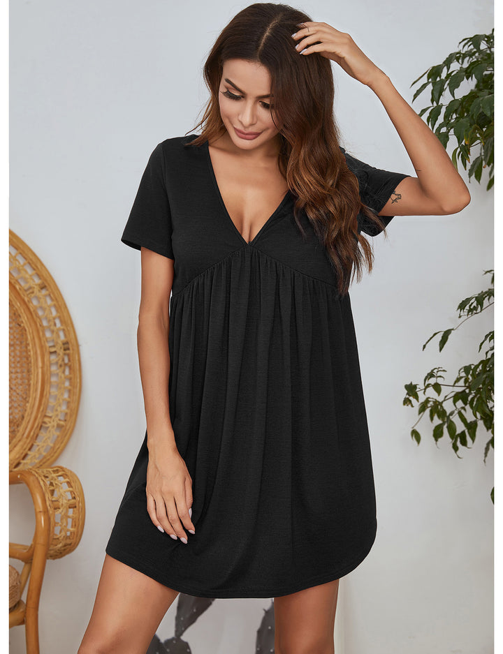 Women's Dress Casual Home Sleep Short Sleeve-Lady Dresses-Zishirts