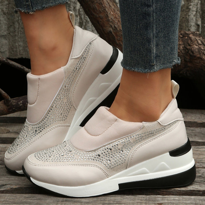 New Fashion Comfortable Rhinestone Height Increasing Mesh Wedge High Heel Women-Womens Footwear-Zishirts