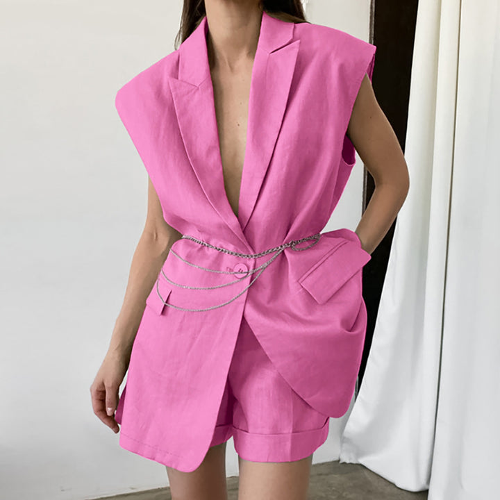 Women's Fashion Casual Vest Straight-leg Pants Two-piece Set-Suits & Sets-Zishirts