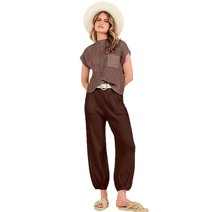 Comfortable Pants Summer Solid Color Fashion Casual Pants Ladies-Suits & Sets-Zishirts